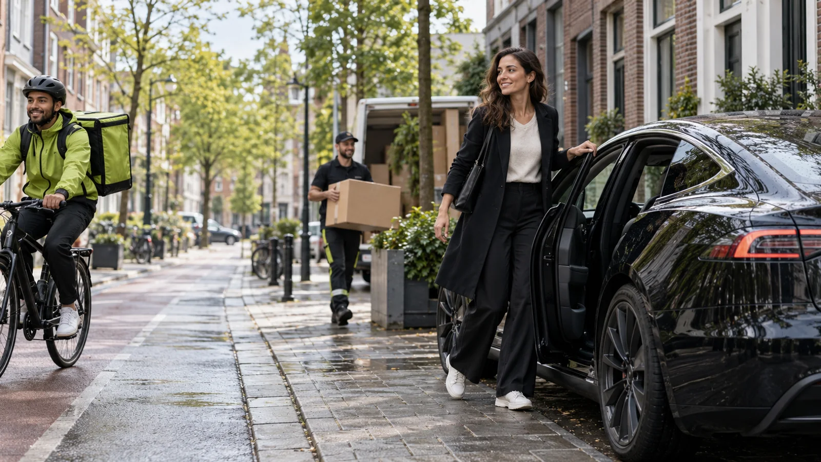 Vervoer en dagelijkse bedrijvigheid in een Nederlandse straat